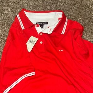Michael Kors Red Polo Shirt with White Trim